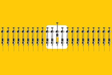 An image showing an array of syringes