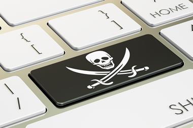 Skull and crossbones on a computer keyboard