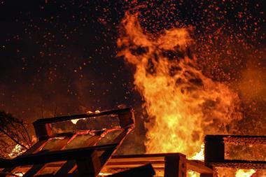 A picture showing burning wood