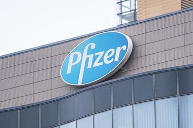 A picture of a Pfizer sign