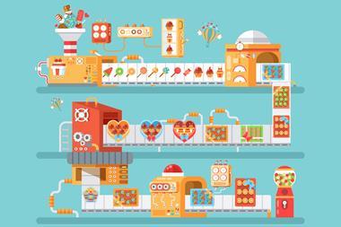 An illustration of a production line