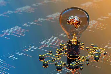 A lightbulb emerging from technology