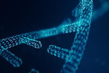 An image showing DNA formed out of 1 and 0