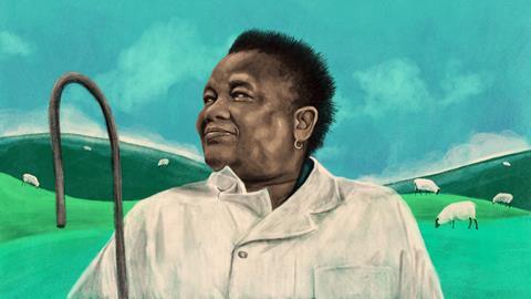 An illustrated portrait of Tebello Nyokong