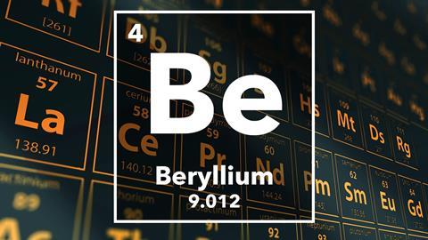 Periodic table of the elements – 4 – Beryllium
