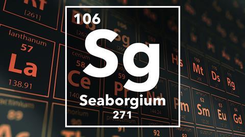 Periodic table of the elements – 106 – Seaborgium