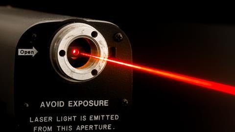 A lab laser with warning label