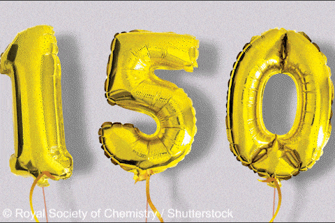 150 years of helium celebration gif with balloon numbers